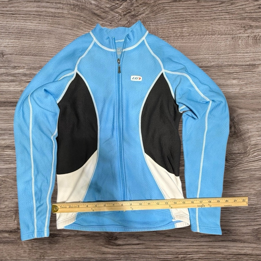 Lois Garneau Women's Cycling Jersey Small Blue Black White Long Sleeve Zip